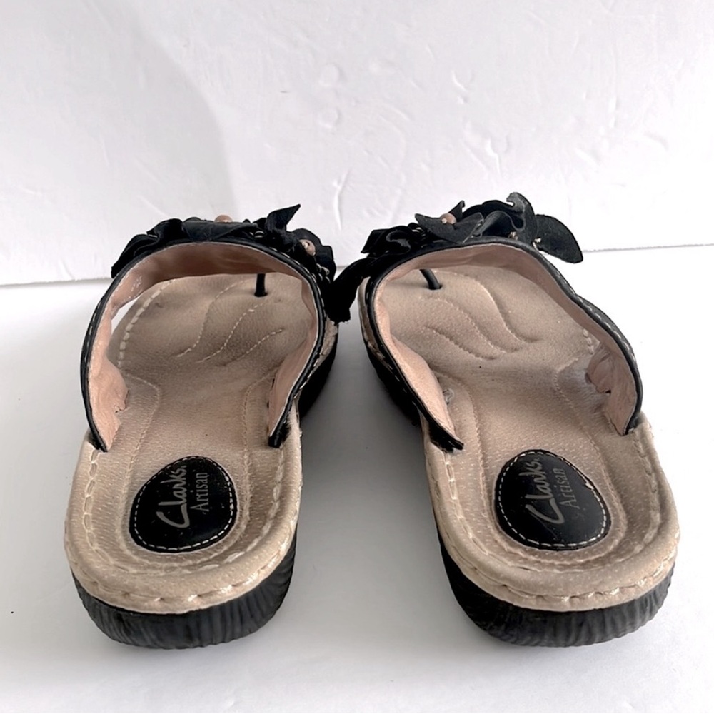 CLARKS Artisan Women’s Leather Sandals Slides Slip Ons Platform Shoes Size 11M - Picture 4 of 5